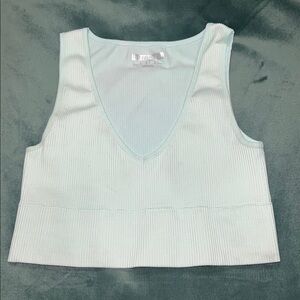 Light Blue Sleeveless Ribbed Top
